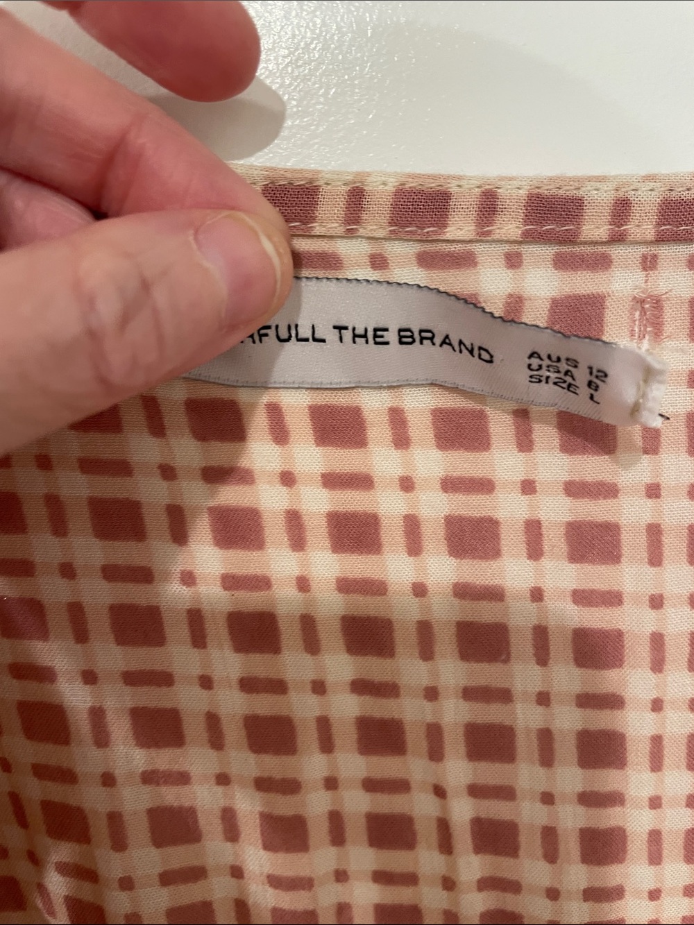 Faithful the brand Pink checkered Tie-Front Midi Dress large ***flawed - Picture 5 of 8
